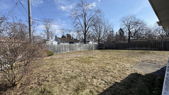 view of yard featuring a fenced backyard