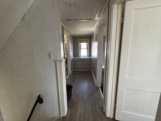 hallway with wood finished floors