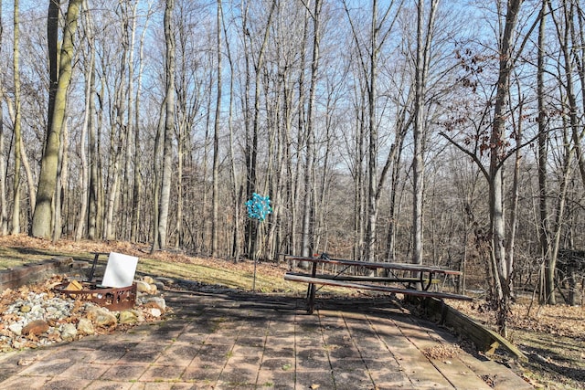 view of home's community with a view of trees