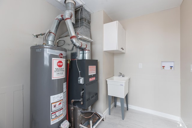 utility room with water heater