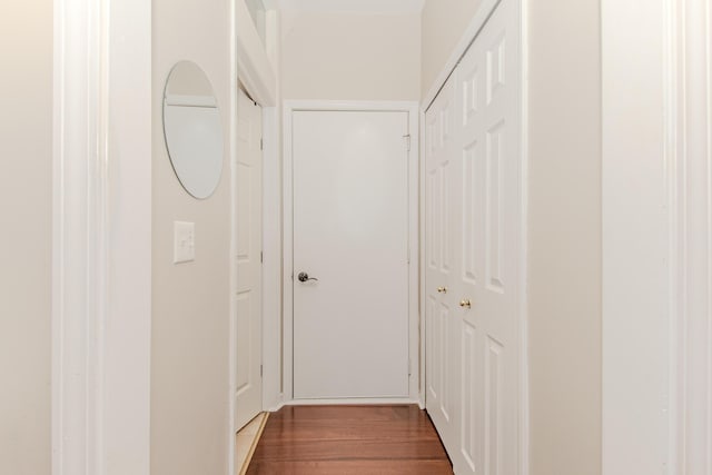 hallway featuring dark wood-style floors