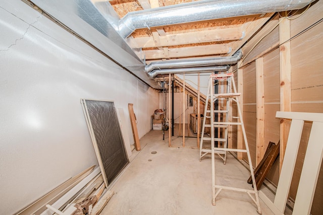 view of unfinished basement