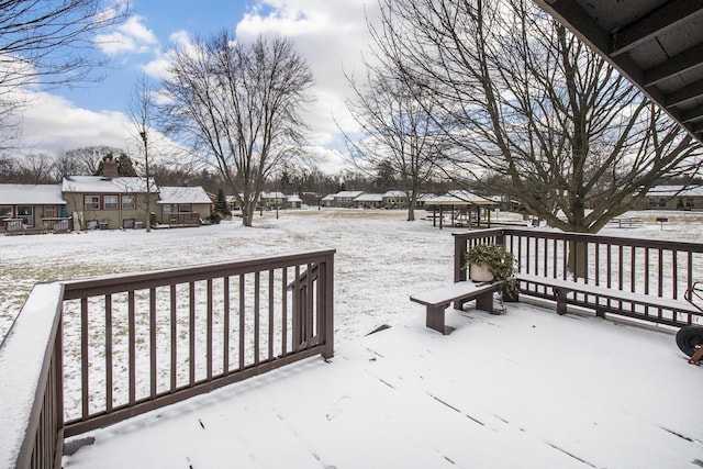 view of yard covered in snow