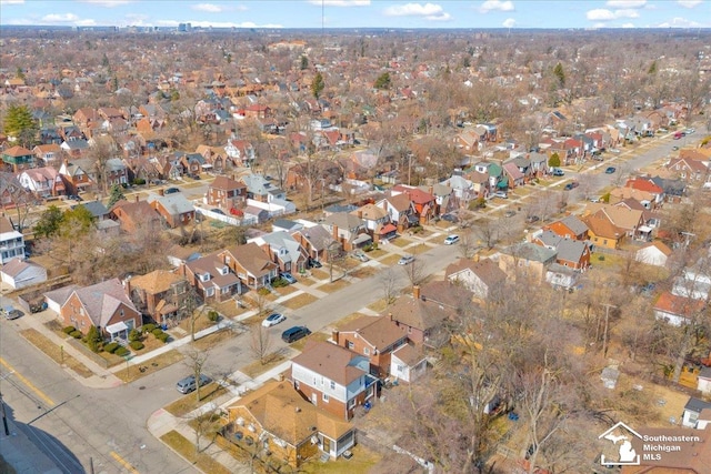 bird's eye view featuring a residential view