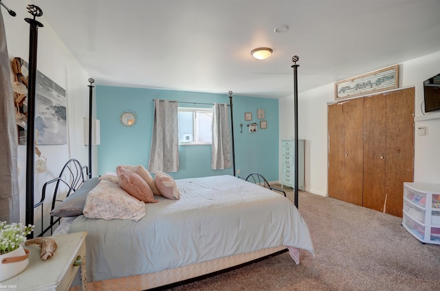 bedroom with a closet and carpet flooring