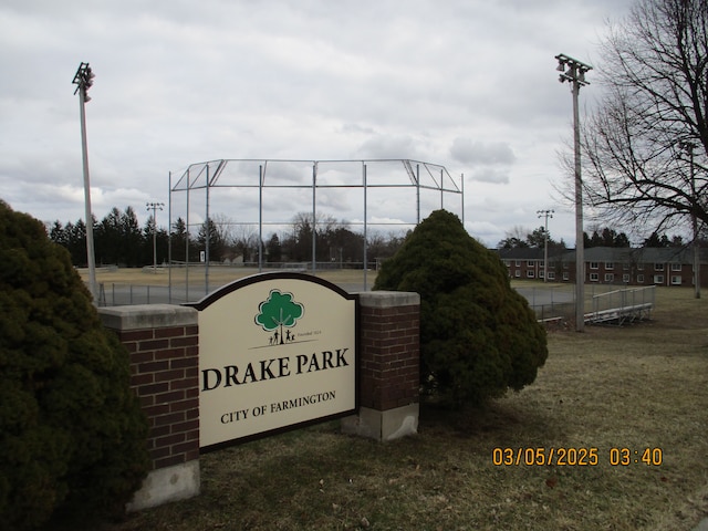 view of community sign