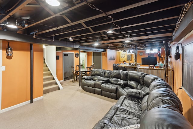 view of carpeted cinema room