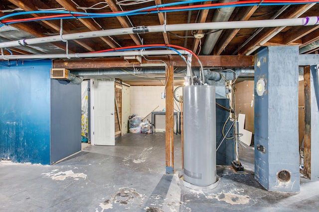 unfinished basement with water heater