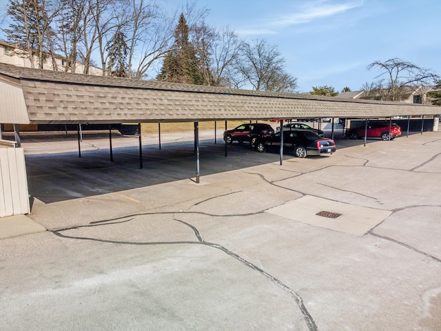 view of covered parking lot