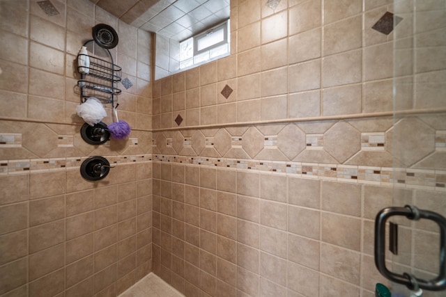 bathroom with a stall shower