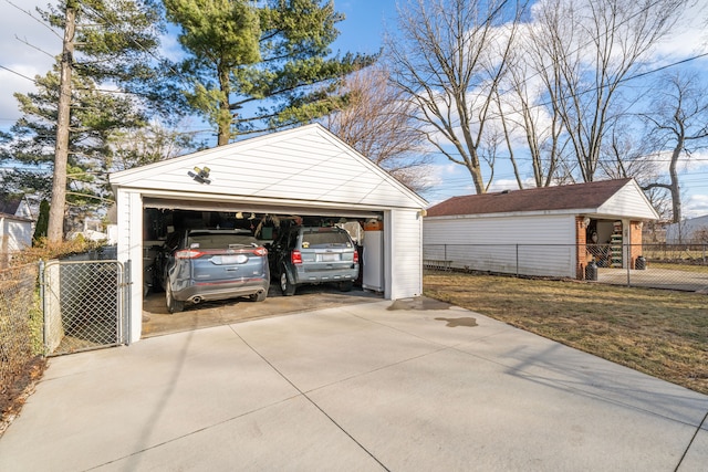 detached garage with fence