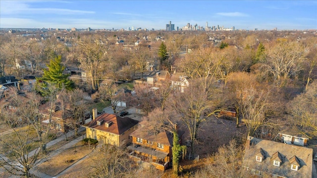 bird's eye view with a city view