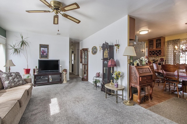 living room with ceiling fan