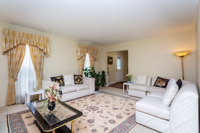 living room with carpet floors