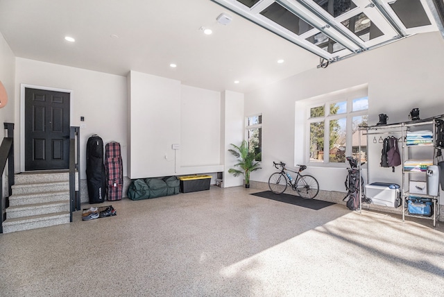 garage featuring recessed lighting