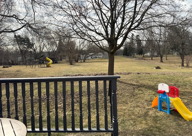 view of yard featuring a playground