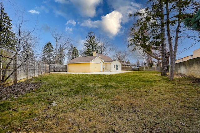 view of yard featuring a fenced backyard and a patio