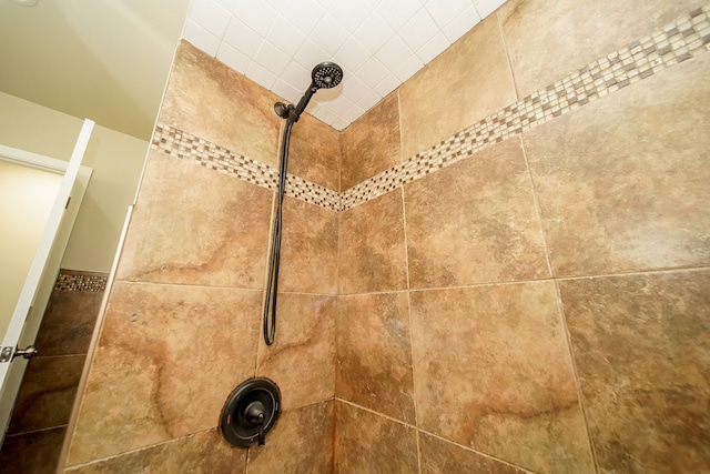 room details featuring a tile shower