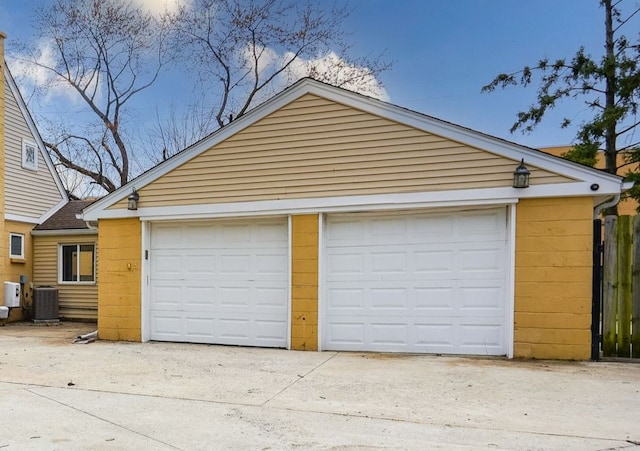 detached garage with central air condition unit