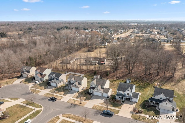 drone / aerial view with a residential view