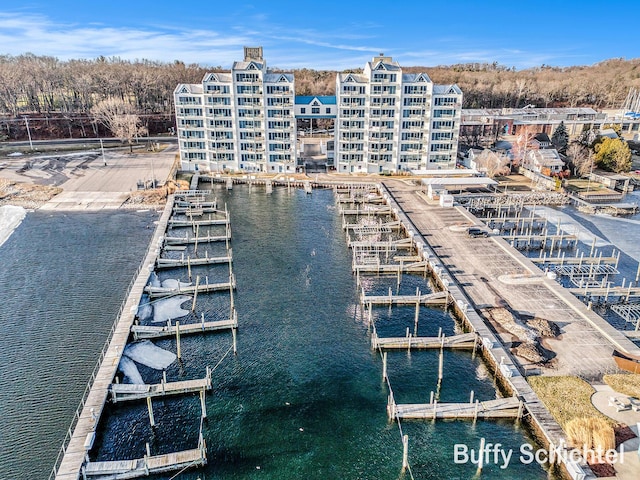 exterior space with a water view