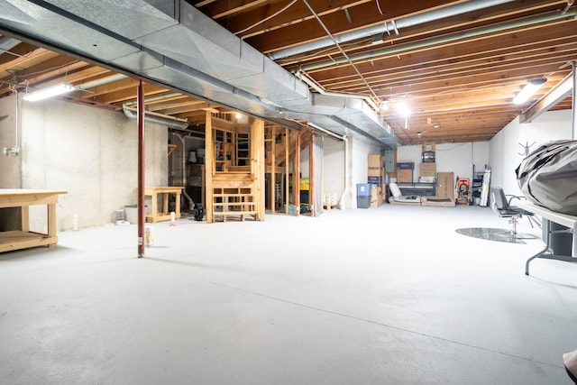 view of unfinished basement