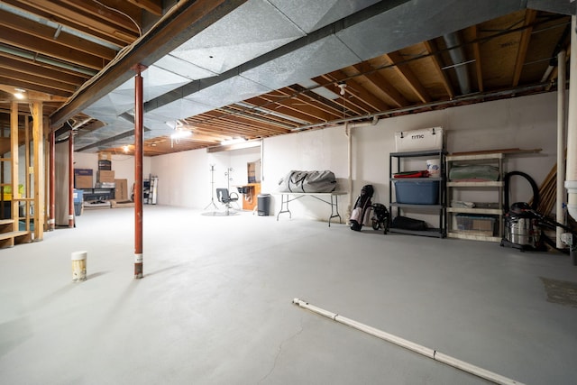 view of unfinished basement