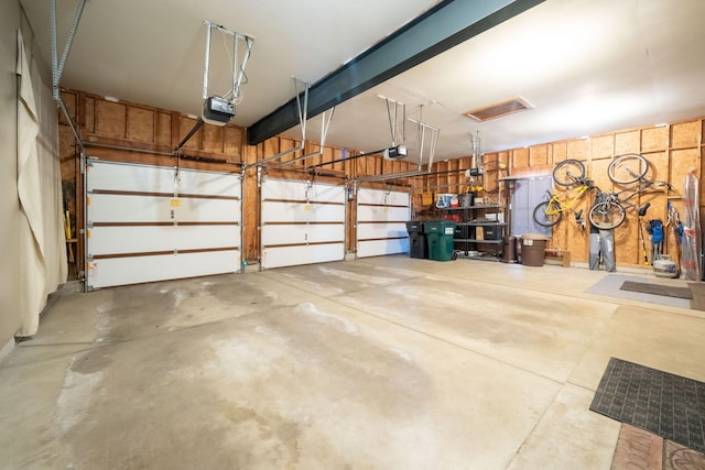 garage with a garage door opener