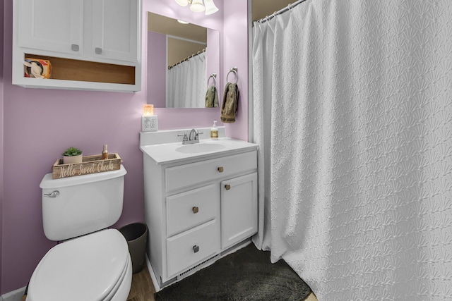 bathroom with toilet and vanity