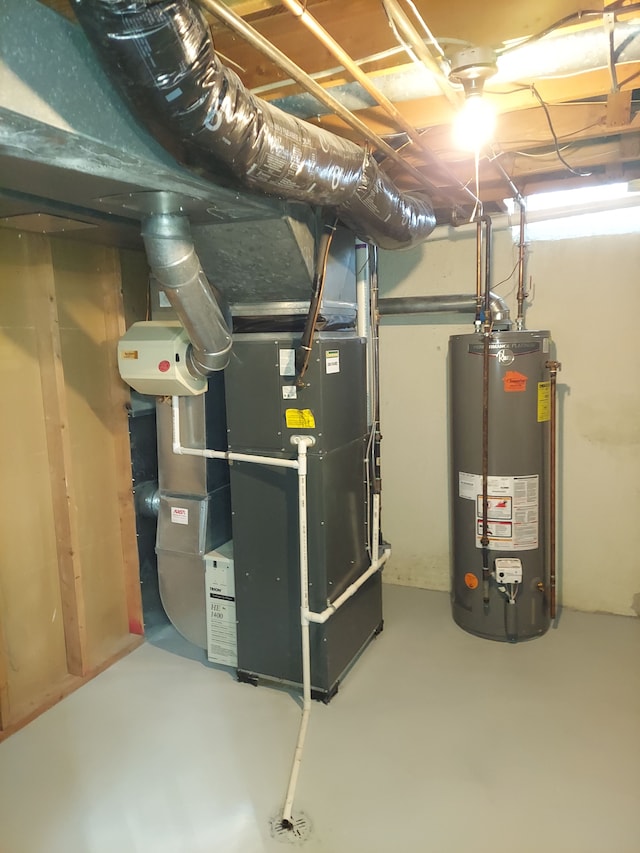 utilities featuring heating unit and water heater