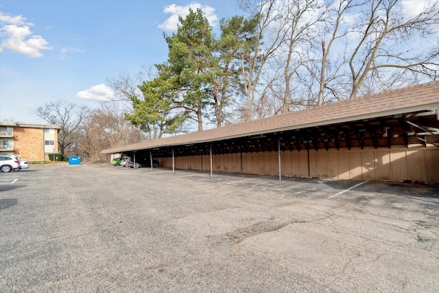 view of covered parking lot