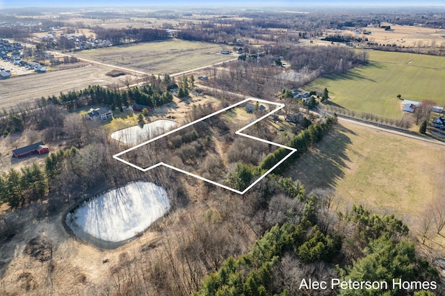 aerial view featuring a rural view