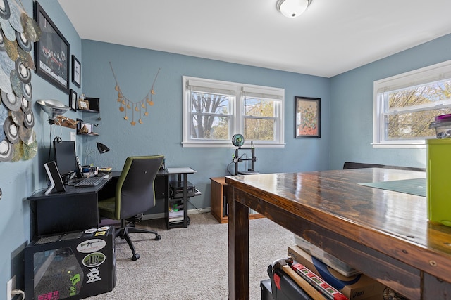 office featuring baseboards and carpet floors