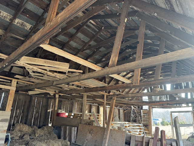 misc room featuring lofted ceiling