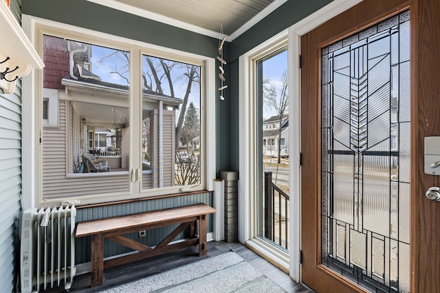 sunroom featuring radiator