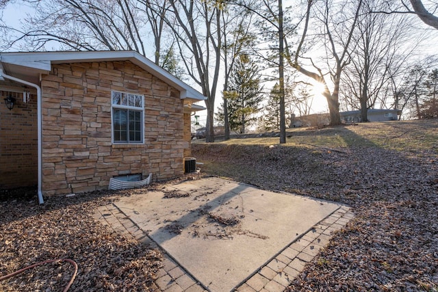 exterior space featuring central air condition unit