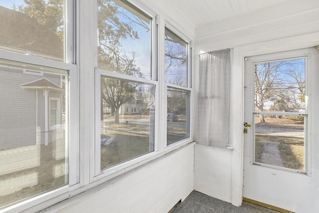 view of unfurnished sunroom