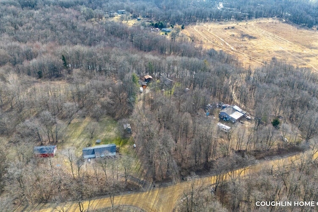 bird's eye view with a rural view and a forest view