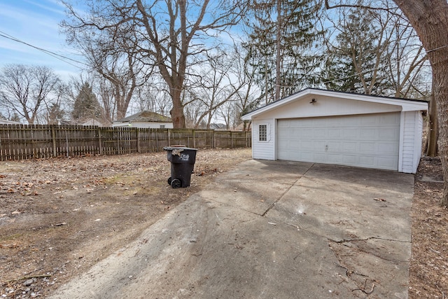 detached garage with fence