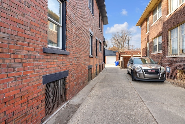 view of home's exterior with brick siding