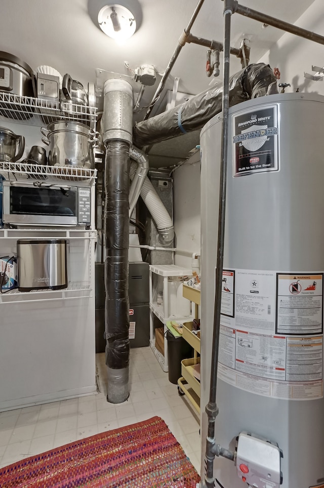 utility room with water heater