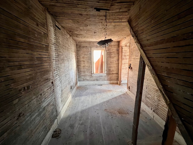 hallway with wood ceiling