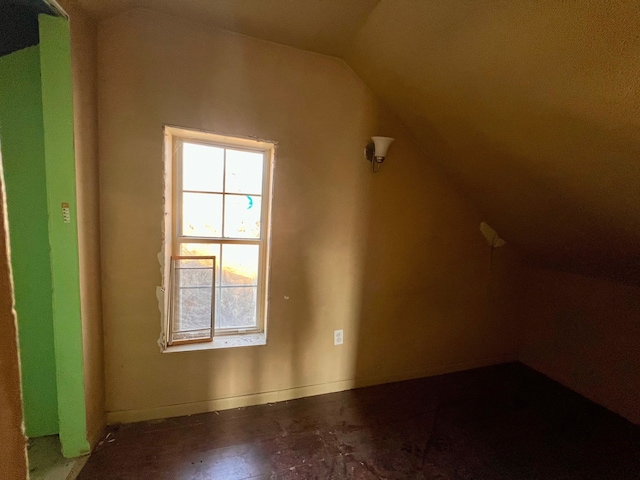 additional living space with vaulted ceiling