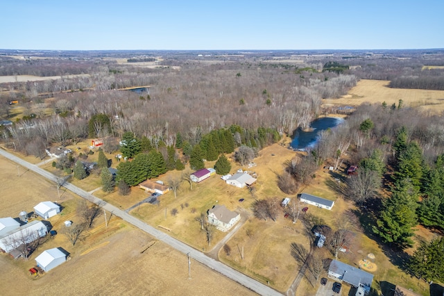 birds eye view of property featuring a rural view