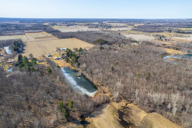 aerial view featuring a rural view