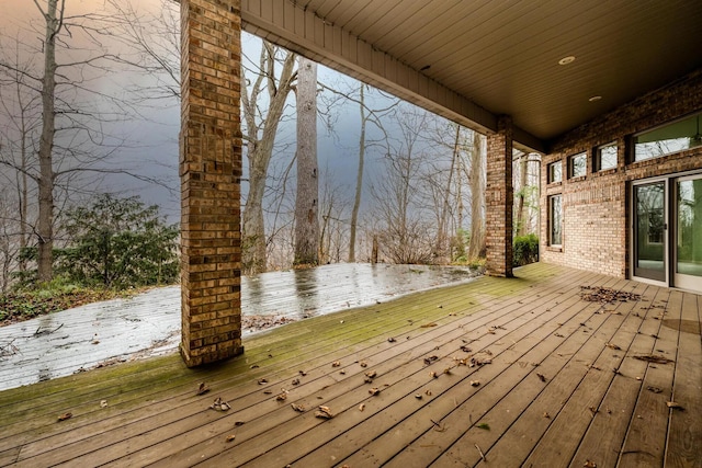 deck with a water view