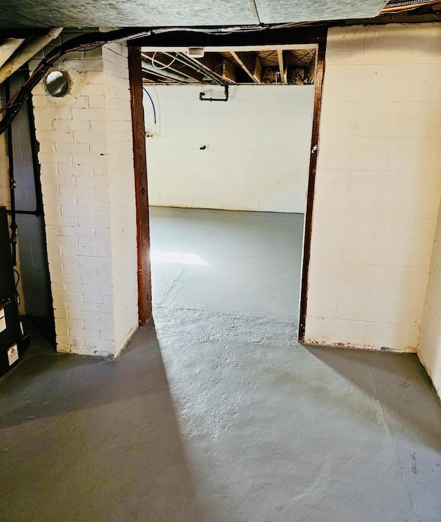 view of unfinished basement