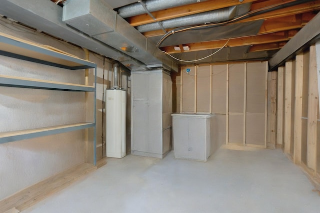 unfinished below grade area with gas water heater