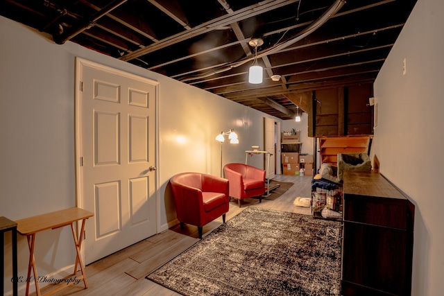 finished basement with wood finished floors