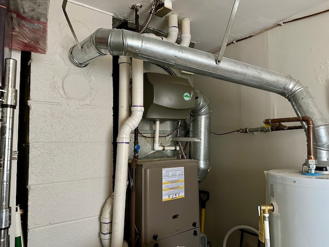 utility room featuring water heater